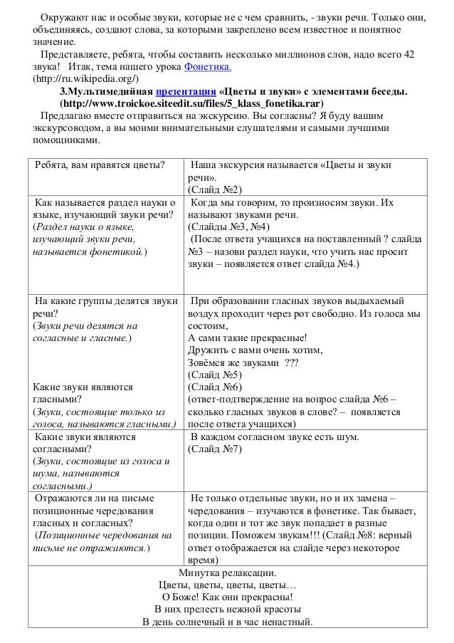 План занятия по русскому языку в 5 классе по фгос ооо